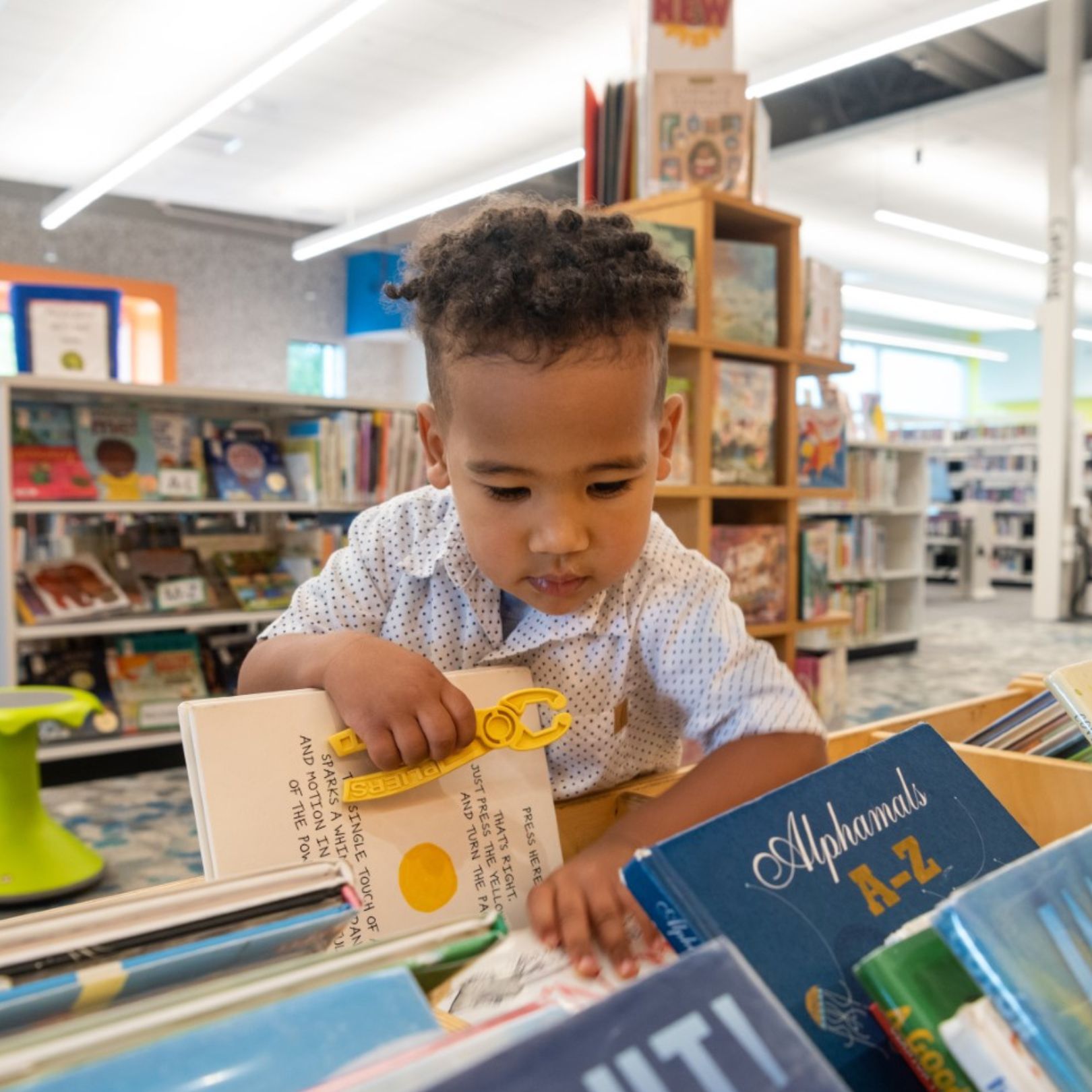 Little boy at library